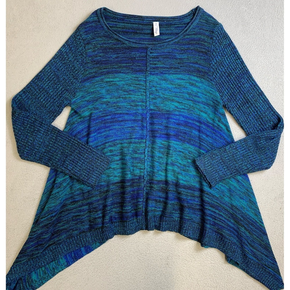 Great Northwest Indigo Sweater‎ Women's Size Medium Blue Green Heather V-Neck